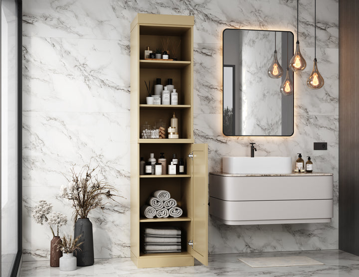 100% Solid Wood 16.5" Tall Bathroom Storage Cabinet , Shaker Door, Adjustable Shelves