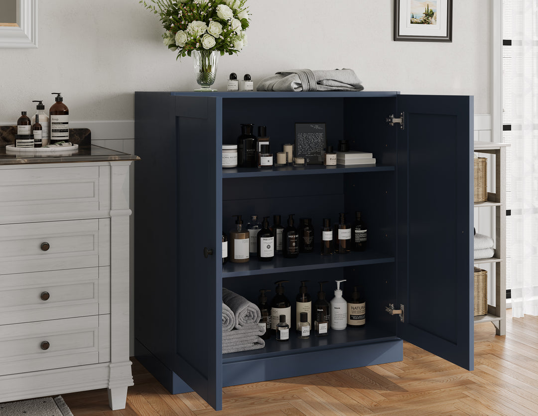 100% Solid Wood 32" Bathroom Cabinet with Shaker Wood Doors