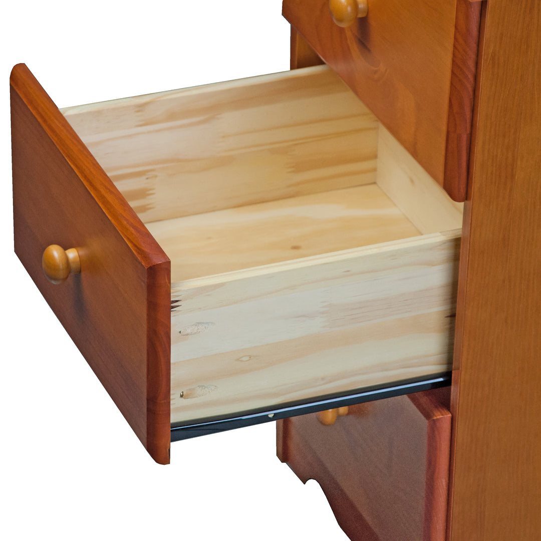 100% Solid Wood 3-Drawer Nightstand with Metal Knobs