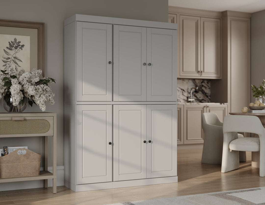 100% Solid Wood Kitchen Pantry Cabinet, Tall Freestanding Modular Storage with Raised Panel Doors & 2 Drawers, Adjustable Shelves, 48.5" W x 71.5" H