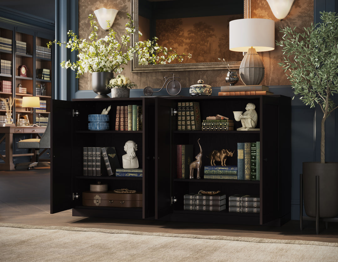 Premium 100% Solid European Oak Hardwood Modular Dining Room Sideboard with Shaker Doors – 64" Wide, 35.75" Tall