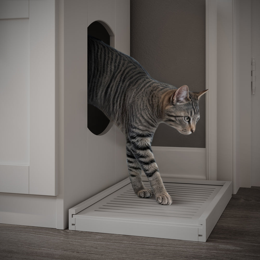 100% Solid Wood Ziva 2-Door Cat Litter Box Enclosure with Litter Catch