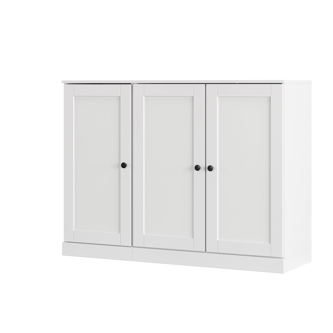 100% Solid Wood Shoe Storage Cabinet with Shaker Doors, Adjustable Shelves, Space Saving Modular Entryway Organizer, 48.5" W x 35.75" H