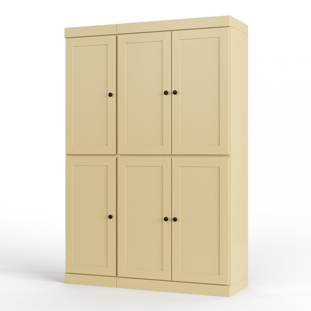 100% Solid Wood 48.5" Pantry Cabinet, Shaker Wood Doors, 2-Drawers