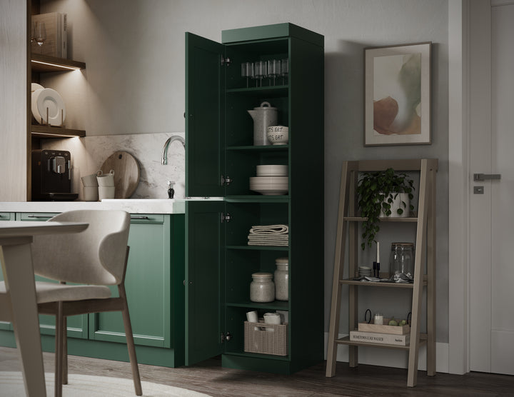 100% Solid Wood 16.5" Pantry Cabinet, 2 Shaker Wood Doors