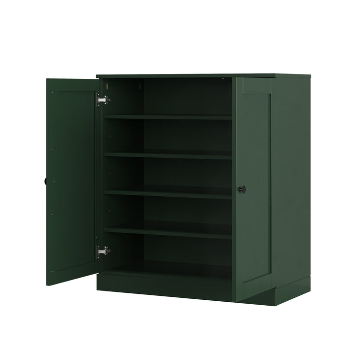 100% Solid Wood Shoe Storage Cabinet with Shaker Doors, Adjustable Shelves, Space Saving Stackable Entryway Organizer, 32" W x 35.75" H