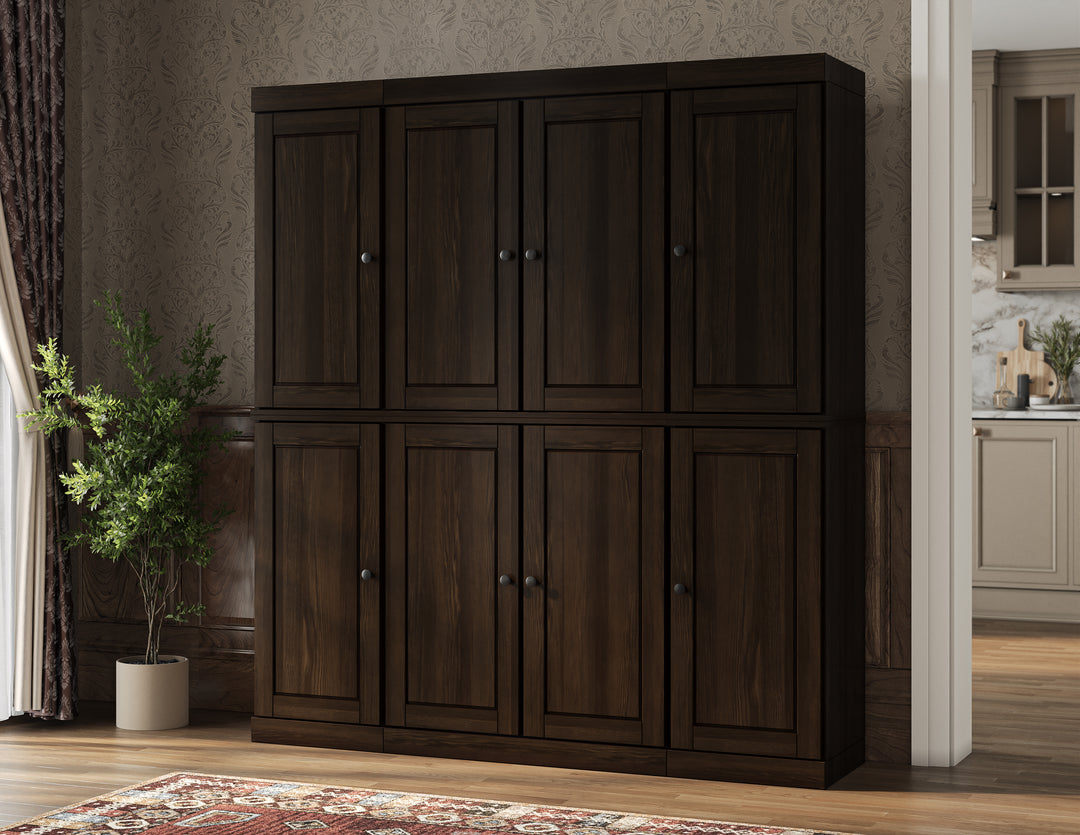 100% Solid Wood Kitchen Pantry Cabinet, Tall Freestanding Modular Storage with Raised Panel Doors, Adjustable Shelves, 65" W x 71.5" H