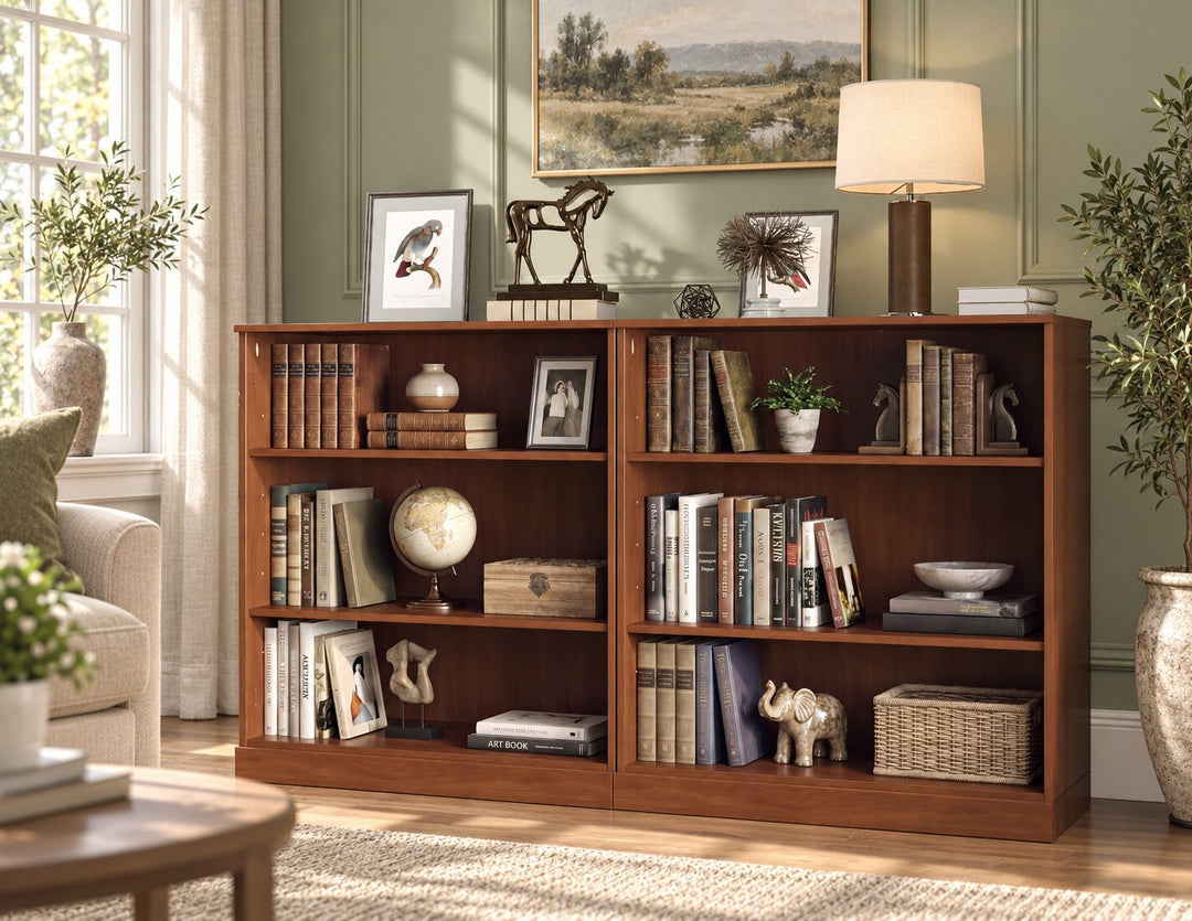 100% Solid Wood Freestanding Modular 6-Shelf Bookcase Cabinet with Open Adjustable Shelves, Display Storage Bookshelf, 64" W x 35.75" H