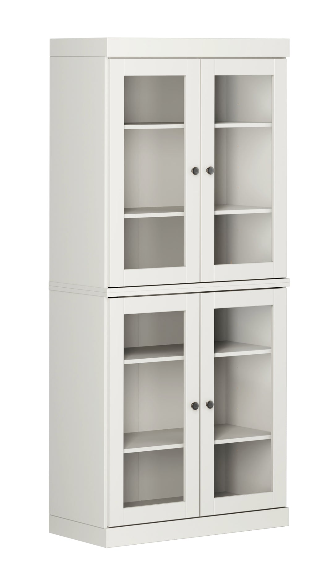 100% Solid Wood Tall Modular Bookcase Cabinet with Glass Doors, Storage Display Bookshelf with Adjustable Shelves, 32" W x 71.5" H