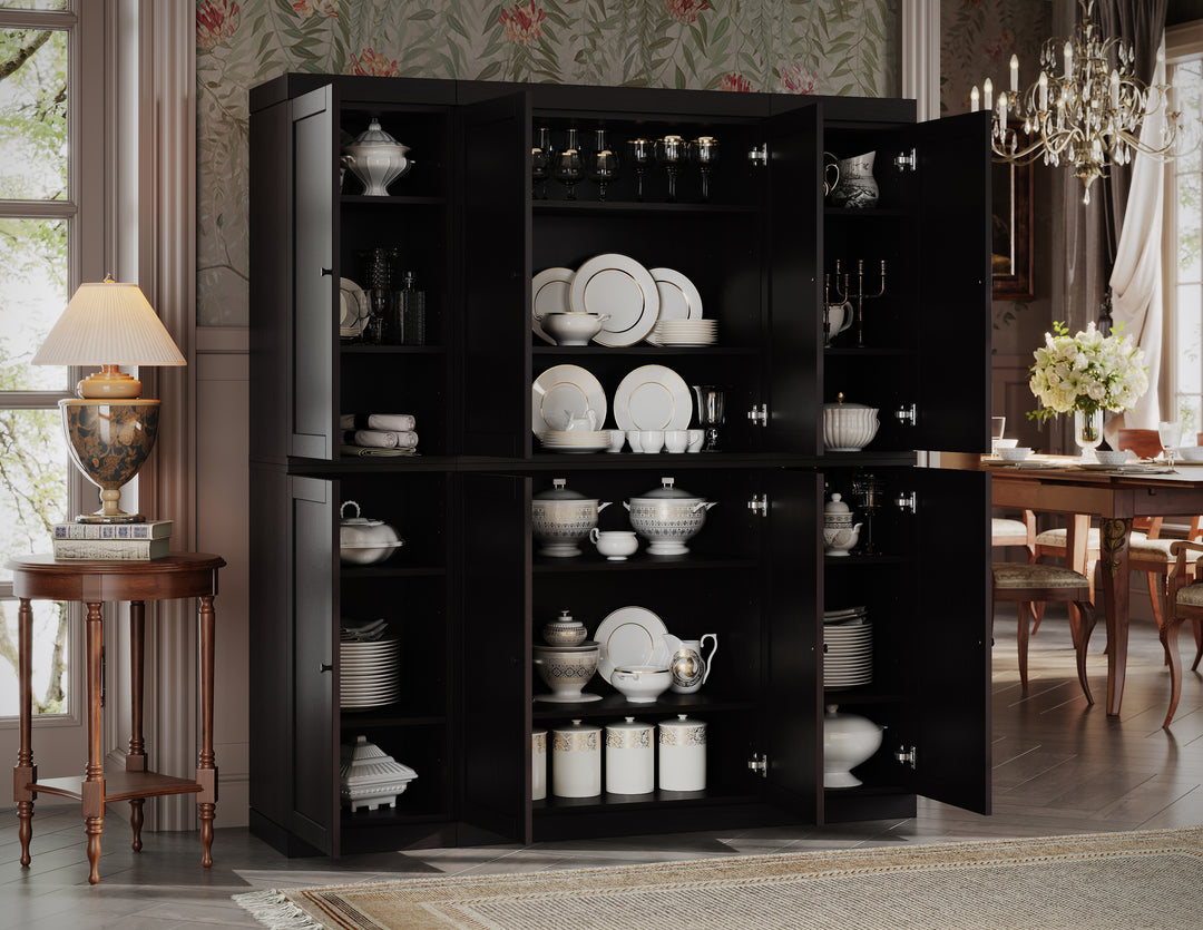 Premium 100% Solid European Oak Hardwood Modular Dining Room Cabinet with Shaker Doors – 64" Wide, 71.5" Tall