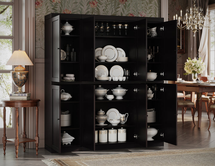 Premium 100% Solid European Oak Hardwood Modular Dining Room Cabinet with Shaker Doors – 64" Wide, 71.5" Tall