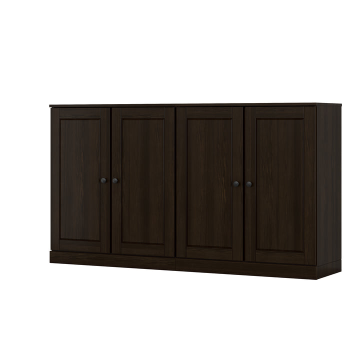 100% Solid Wood Sideboard Buffet with Raised Panel Doors, Credenza Server for Dining Room Storage, 64" W x 35.75" H