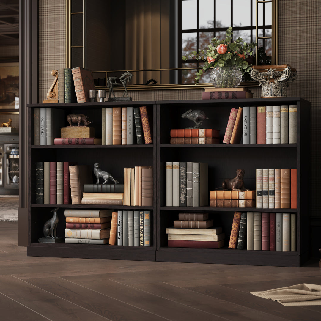 Premium 100% Solid European Oak Hardwood 6-Shelf Modular Bookcase – 64" Wide, 35.75" Tall