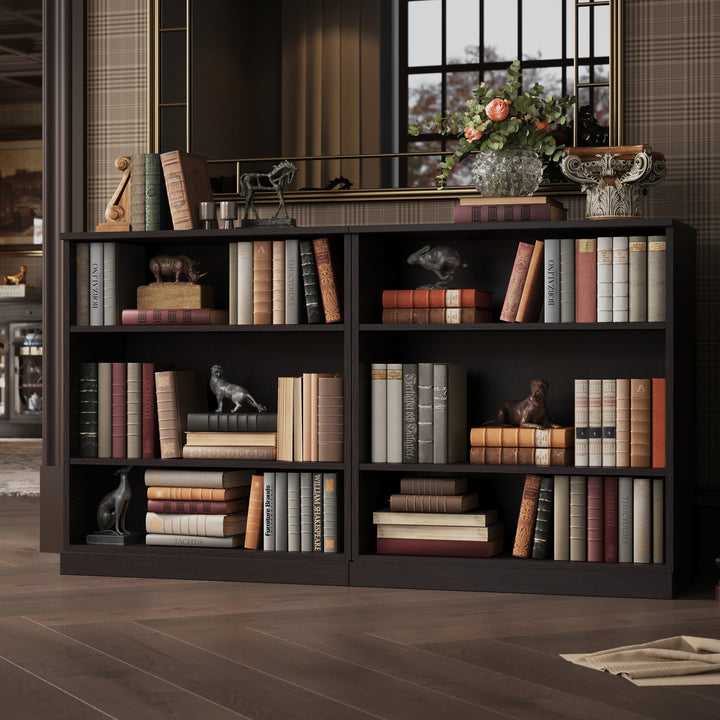 Premium 100% Solid European Oak Hardwood 6-Shelf Modular Bookcase – 64" Wide, 35.75" Tall