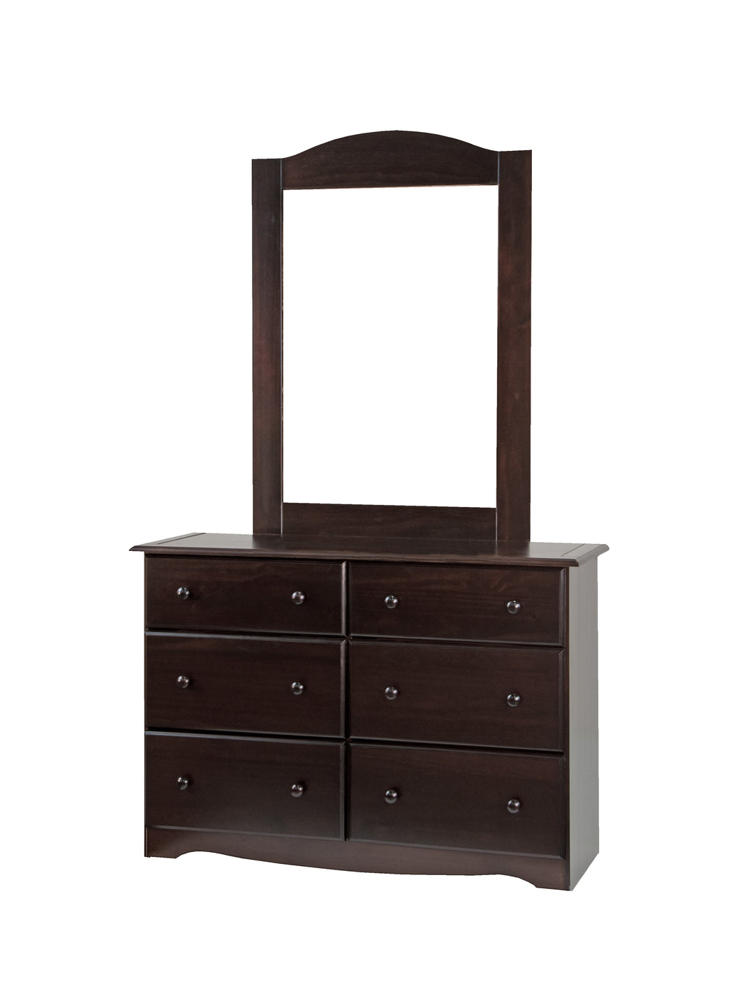 100% Solid Wood Double 6-Drawer Dresser with Mirror, Wide Bedroom Storage Chest
