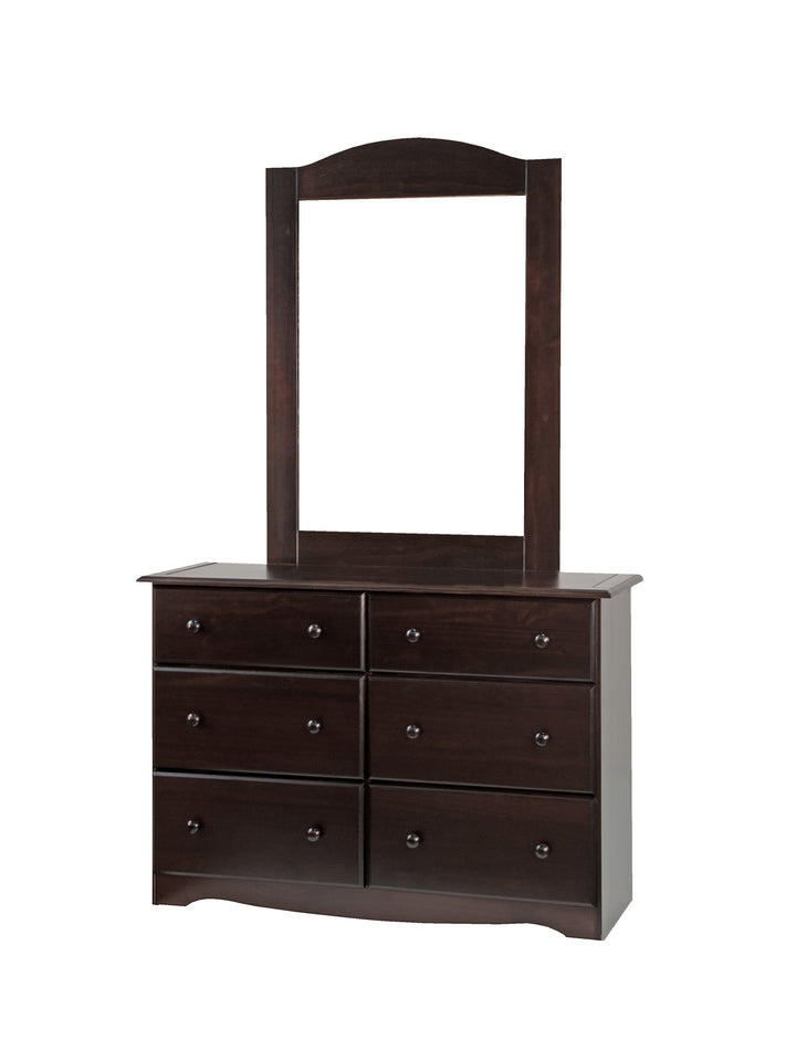 100% Solid Wood Double 6-Drawer Dresser with Mirror, Wide Bedroom Storage Chest