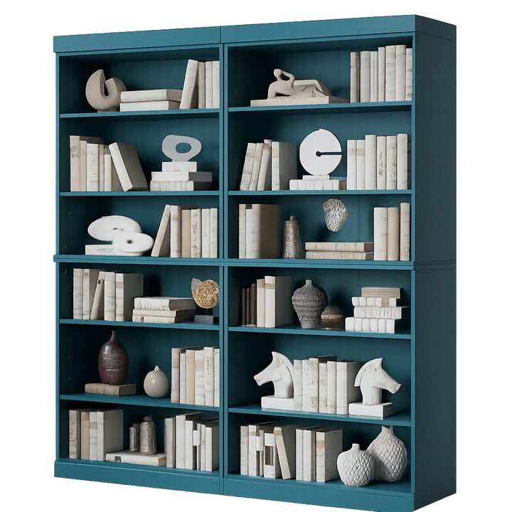 100% Solid Wood Tall Modular Bookcase Cabinet with 12 Adjustable Shelves, Open Display Storage Bookshelf, 64" W x 71.5" H