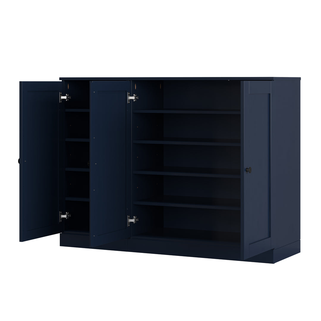 100% Solid Wood Shoe Storage Cabinet with Shaker Doors, Adjustable Shelves, Space Saving Modular Entryway Organizer, 48.5" W x 35.75" H