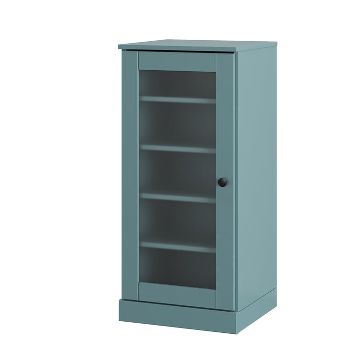 100% Solid Wood Narrow Frosted Glass Door Shoe Storage Cabinet with Adjustable Shelves, Space Saving Stackable Organizer, 16.5" W x 35.75" H