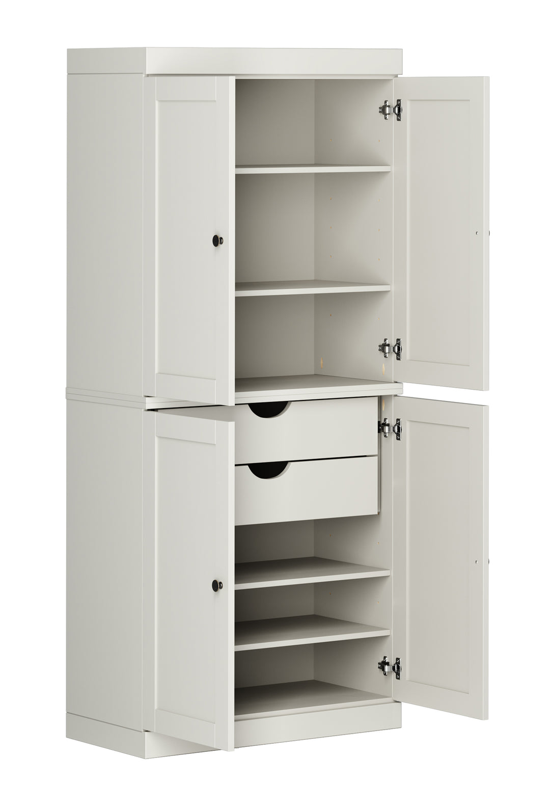100% Solid Wood Kitchen Pantry Cabinet, Tall Freestanding Modular Storage with Shaker Doors & 2 Drawers, Adjustable Shelves, 32" W x 71.5" H