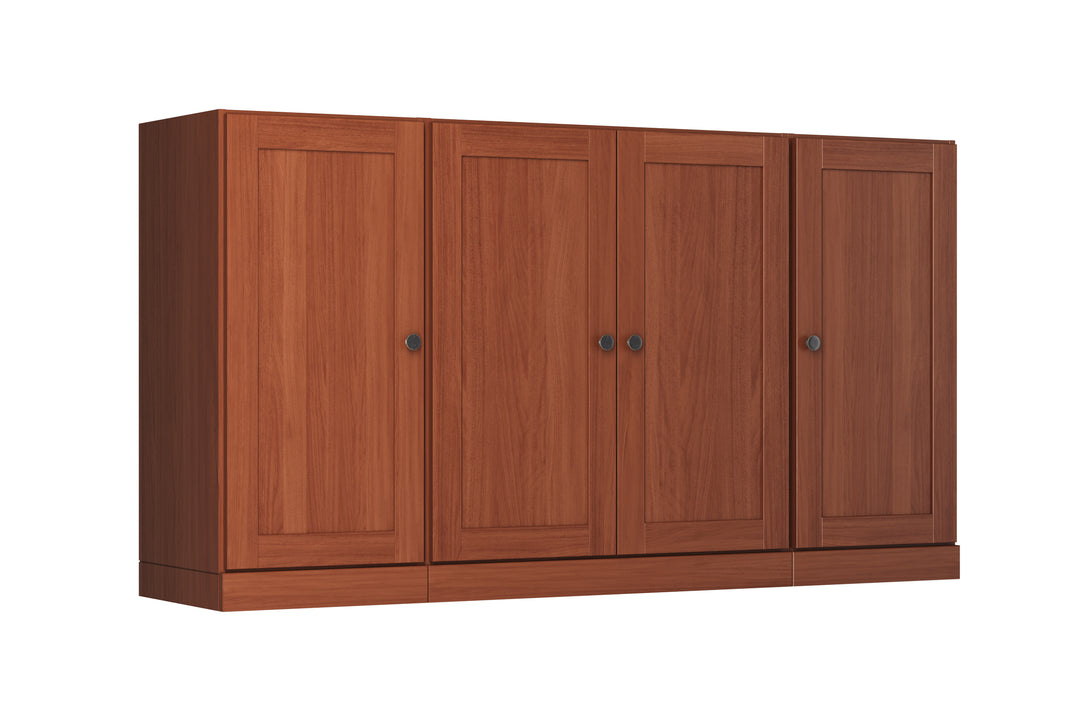 100% Solid Brazilian Pine Wood Sideboard, Shaker Doors, 2 Drawers, Adjustable Shelves, 65" Wide, 35.75" Tall