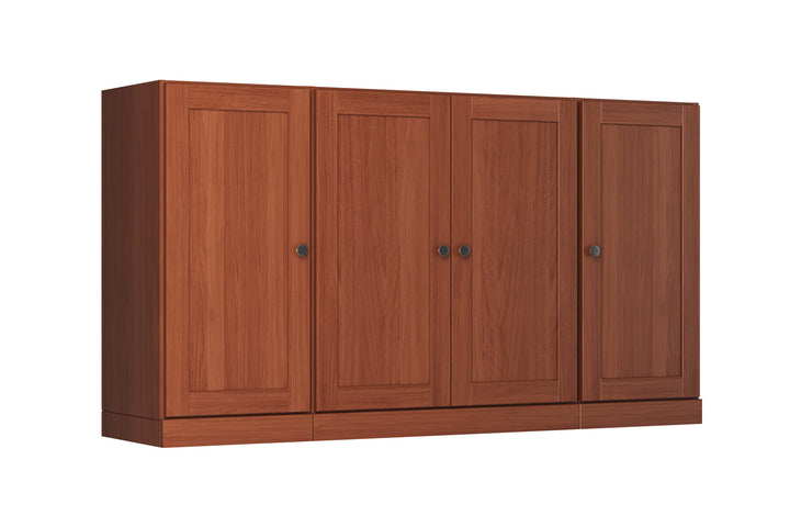 100% Solid Brazilian Pine Wood Sideboard, Shaker Doors, 2 Drawers, Adjustable Shelves, 65" Wide, 35.75" Tall