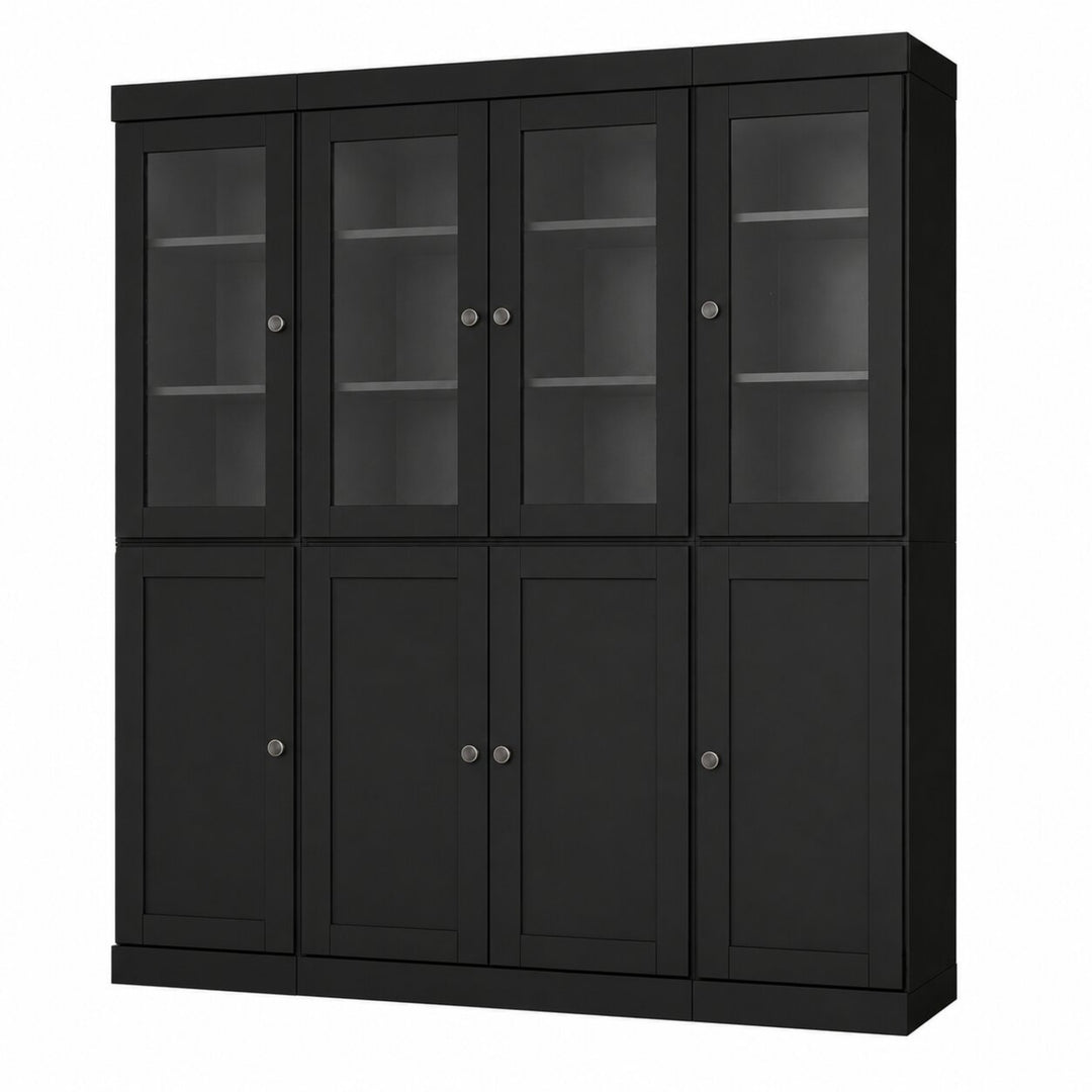 100% Solid Wood China Kitchen Pantry Cabinet, Tall Freestanding Modular Storage with Frosted Glass & Shaker Doors, Adjustable Shelves, 65" W x 71.5" H
