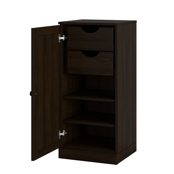 Espresso Solid Wood Bathroom Storage Cabinet with 2 Drawers