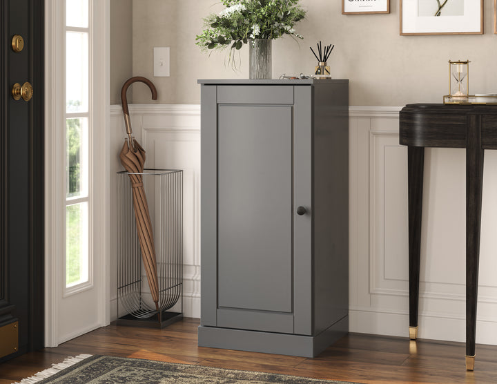 100% Solid Wood Narrow Shoe Storage Cabinet with Raised Panel Door, Adjustable Shelves, Space Saving Stackable Organizer, 16.5" W x 35.75" H