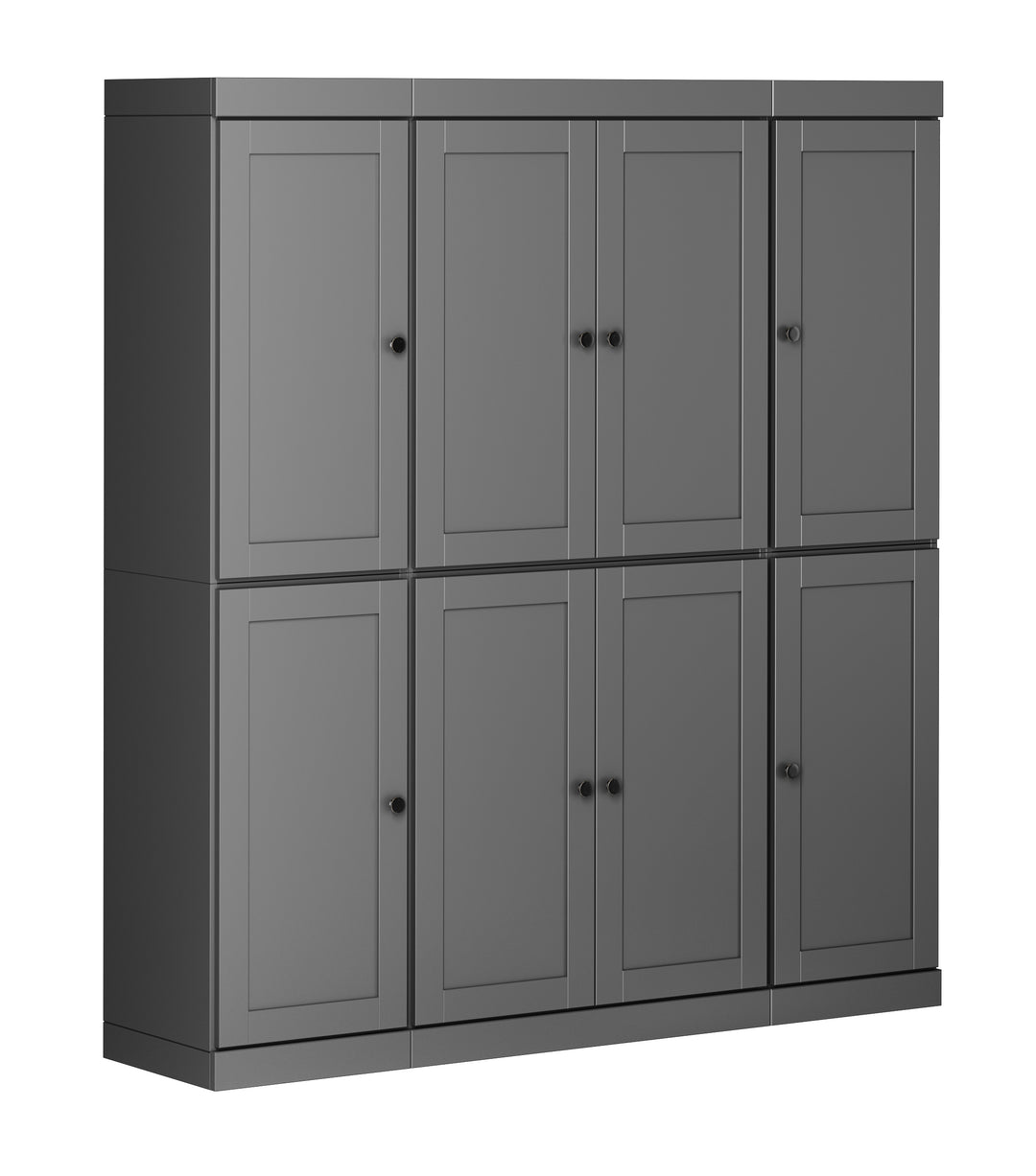 100% Solid Wood 65" Pantry Cabinet, 8 Shaker Wood Doors