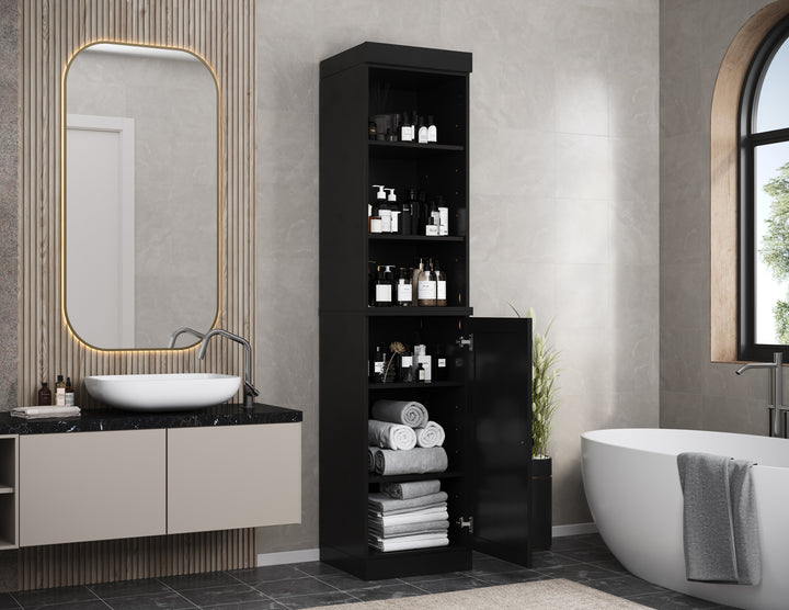 100% Solid Wood 16.5" Tall Bathroom Storage Cabinet , Shaker Door, Adjustable Shelves