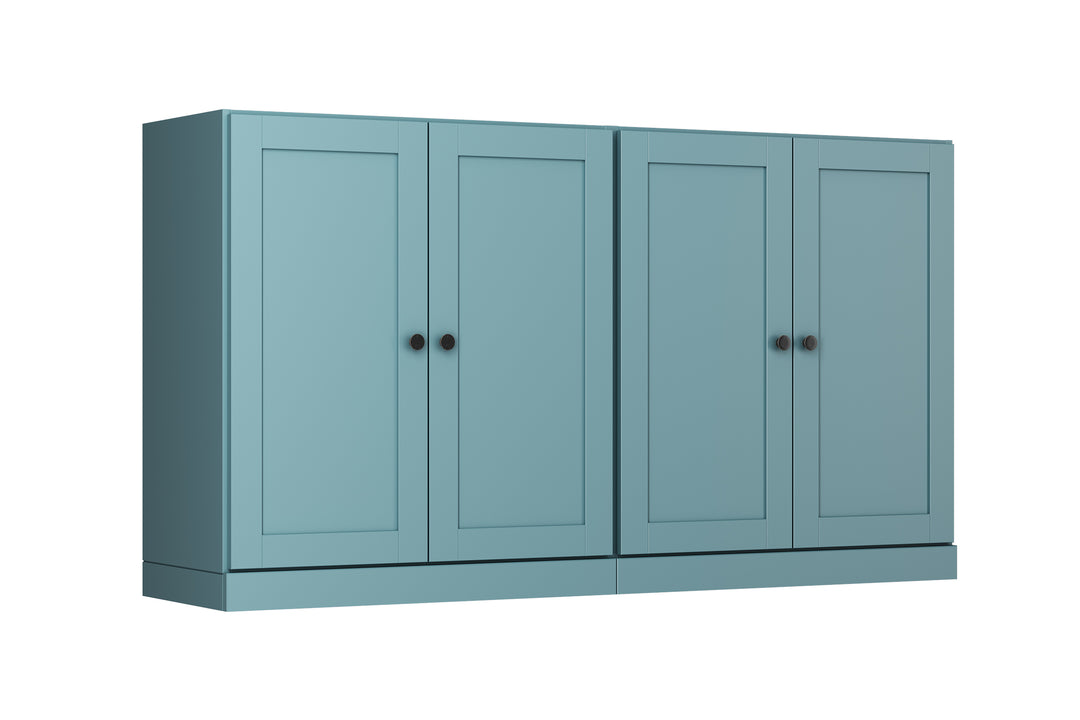 100% Solid Brazilian Pine Wood Sideboard, Shaker Doors, Adjustable Shelves, 64" Wide, 35.75" Tall