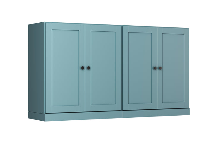 100% Solid Brazilian Pine Wood Sideboard, Shaker Doors, Adjustable Shelves, 64" Wide, 35.75" Tall