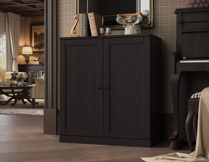 Premium 100% Solid European Oak Hardwood 3-Shelf Modular Bookcase with Shaker Doors – 32" Wide, 35.75" Tall