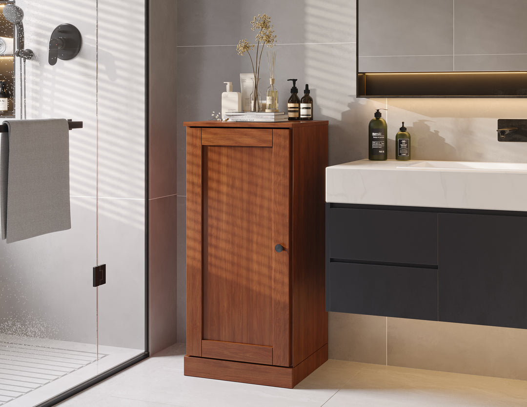 100% Solid Wood 16.5" Small Bathroom Cabinet, Shaker Wood Door, Adjustable Shelves
