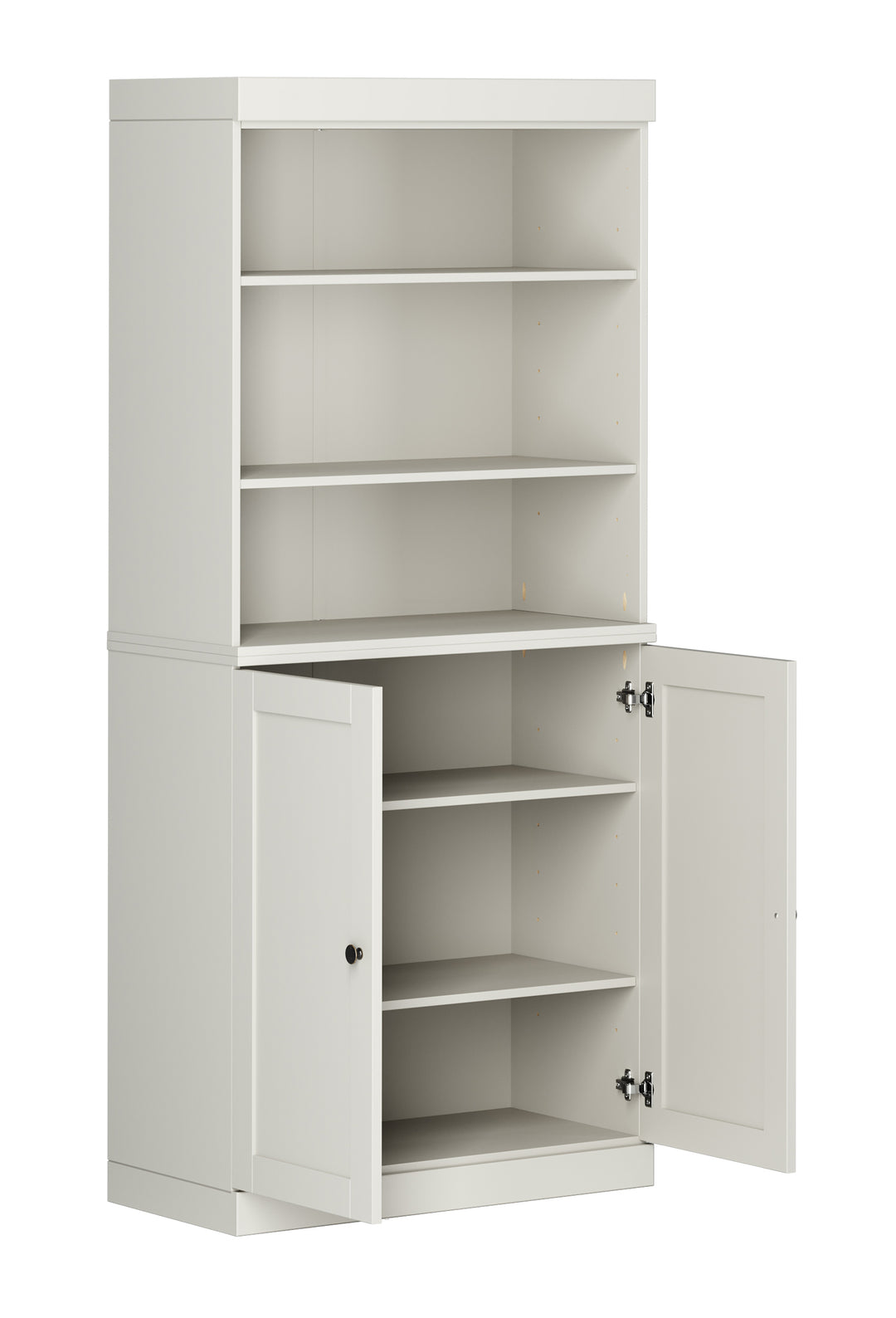 100% Solid Wood Tall Modular Bookcase Cabinet with Doors & Open Shelves, Storage Display Bookshelf with Adjustable Shelves, 32" W x 71.5" H