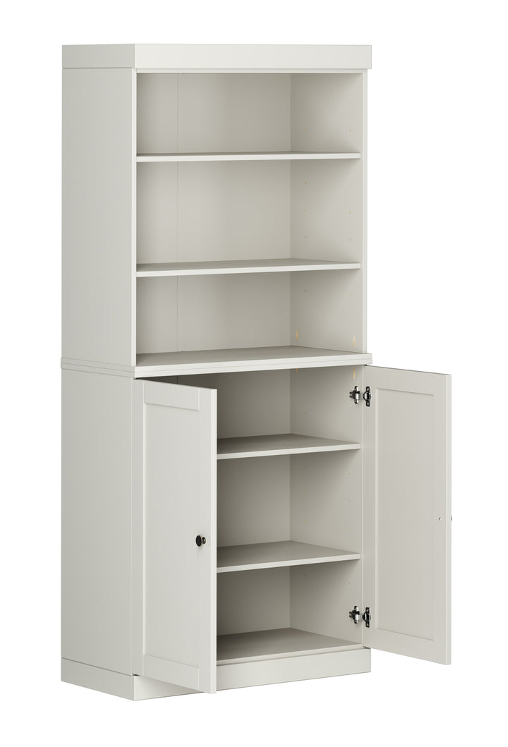 100% Solid Wood Tall Modular Bookcase Cabinet with Doors & Open Shelves, Storage Display Bookshelf with Adjustable Shelves, 32" W x 71.5" H