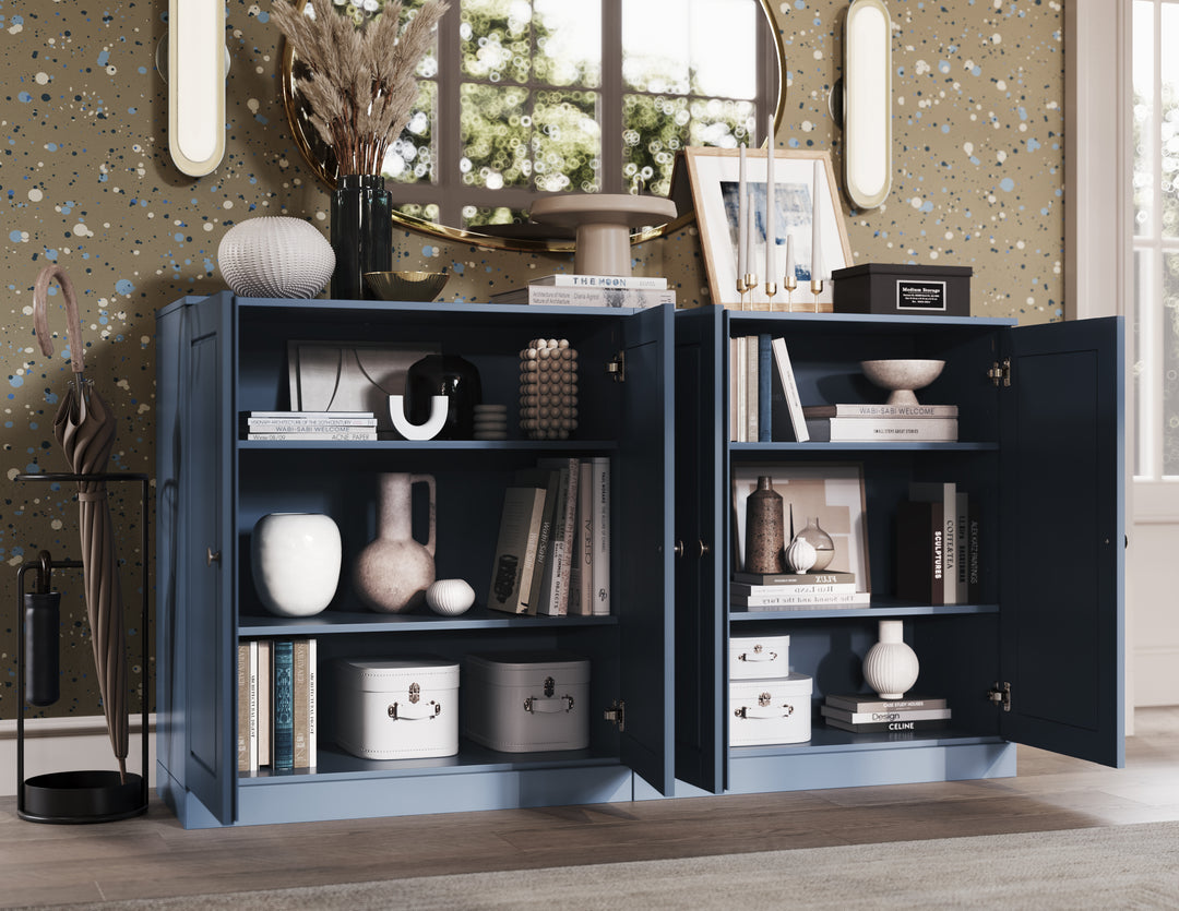100% Solid Wood Sideboard Buffet with Raised Panel Doors, Credenza Server for Dining Room Storage, 64" W x 35.75" H