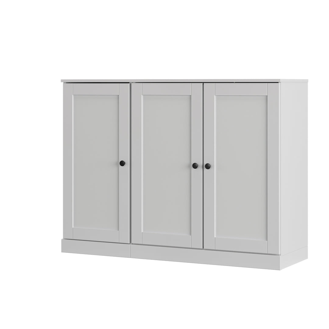 100% Solid Wood Shoe Storage Cabinet with Shaker Doors, Adjustable Shelves, Space Saving Modular Entryway Organizer, 48.5" W x 35.75" H