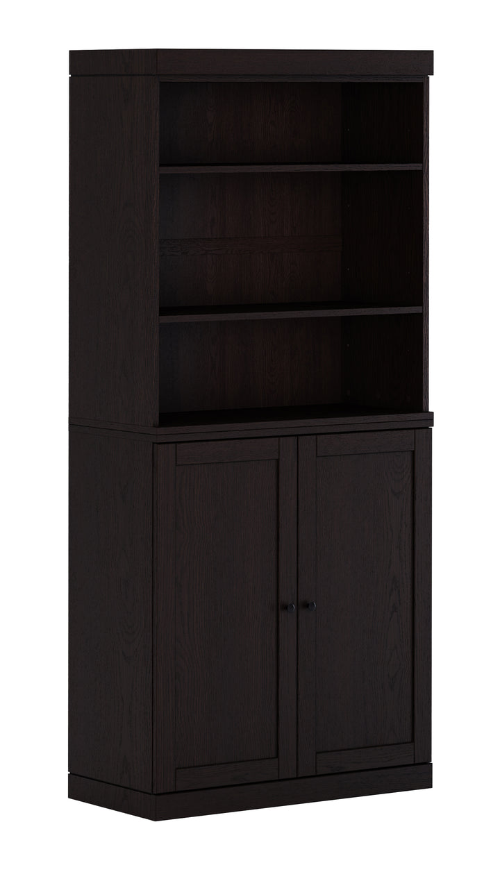 Premium 100% Solid European Oak Hardwood 6-Shelf Modular Bookcase with Bottom Shaker Doors – 32" Wide, 71.5" Tall
