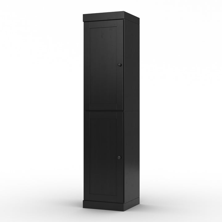 100% Solid Wood Bathroom Storage Cabinet, Shaker Doors, 2 Drawers, Adjustable Shelves, 16.5" Wide, 71.5" Tall