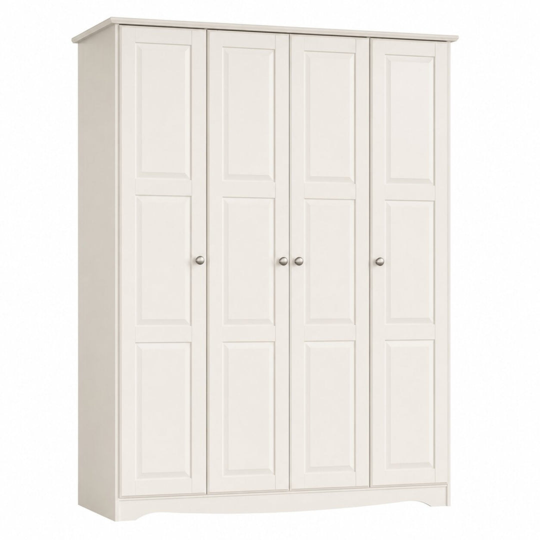 100% Solid Wood 4-Door Wardrobe Armoire with Raised Panel Doors, Bedroom Closet Storage - Regal Collection with Metal Knobs