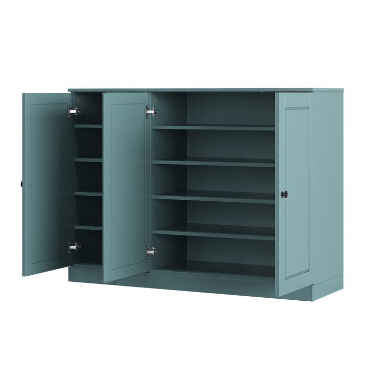 100% Solid Wood Shoe Storage Cabinet with Raised Panel Doors, Adjustable Shelves, Space Saving Modular Entryway Organizer, 48.5" W x 35.75" H