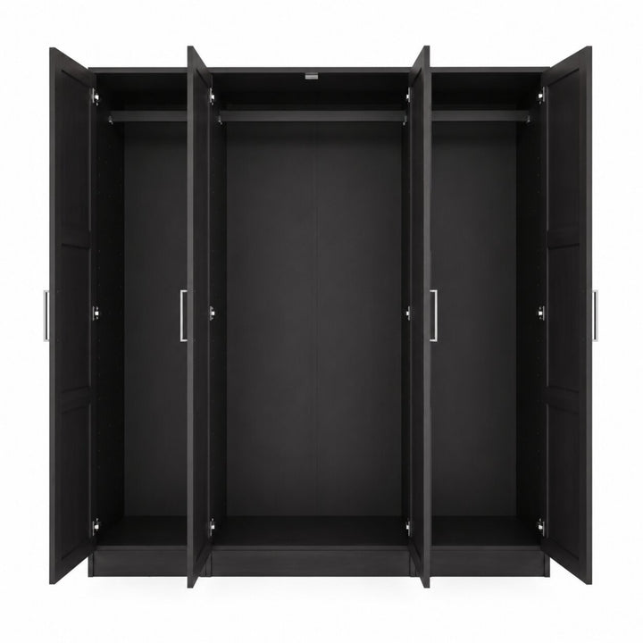 100% Solid Wood 4-Door Wardrobe Armoire with Raised Panel Doors, Bedroom Closet Storage - Cosmo Collection