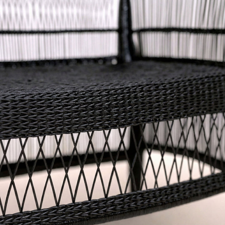 100% Solid Wood Frame Handwoven Natural Rattan Indoor Loveseat, Boho Farmhouse Accent Seating – Authentic African Craftsmanship