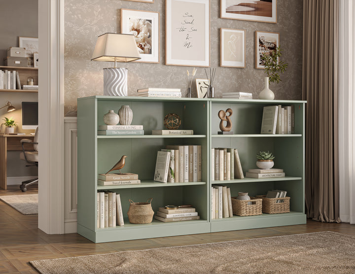 100% Solid Wood Freestanding Modular 6-Shelf Bookcase Cabinet with Open Adjustable Shelves, Display Storage Bookshelf, 64" W x 35.75" H