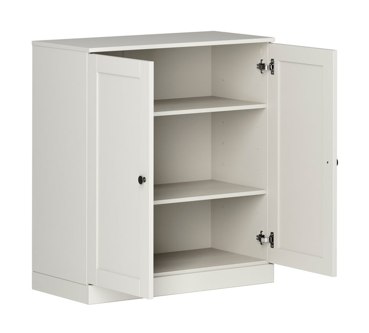 100% Solid Brazilian Pine Wood 3-Shelf Bookcase with Shaker Doors and Adjustable Shelves