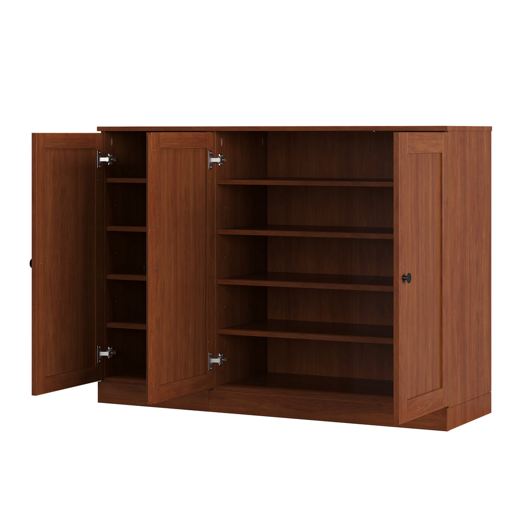 100% Solid Wood Shoe Storage Cabinet with Shaker Doors, Adjustable Shelves, Space Saving Modular Entryway Organizer, 48.5" W x 35.75" H