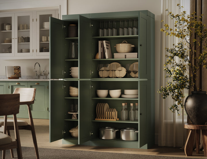 100% Solid Wood 48.5" Pantry Cabinet, Shaker Wood Doors