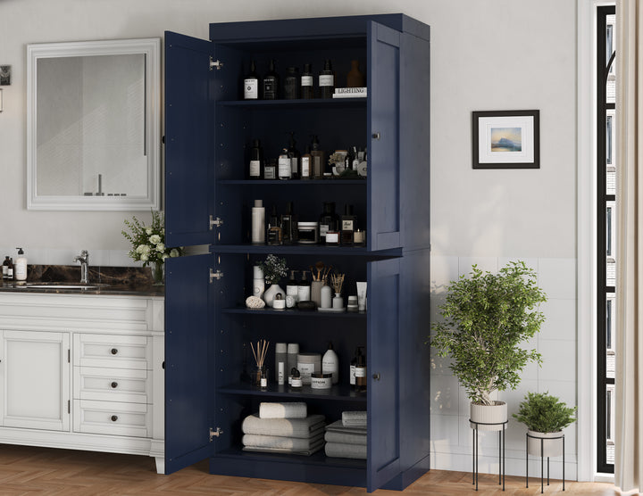 100% Solid Brazilian Pine Wood Bathroom Storage Cabinet, Shaker Doors, Adjustable Shelves, 32" Wide, 71.5" Tall